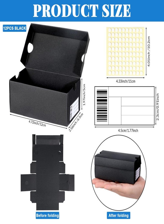 Bornerwhite 12 Sets Mini Shoe Gifts Boxes Mini Sneaker Boxes 4.7x2.5x2 Small Shoe Cases Cardboard Sports Theme Small Gift Case with Writable Label Birthday Party Favor for Candies Cookies Snacks Black - Image 2